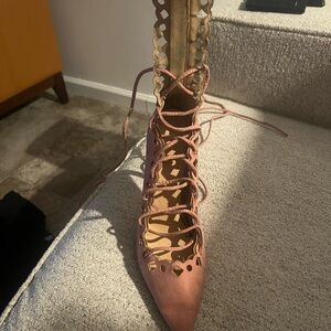 Liliana Pink Lace-Up Heels